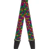 Guitar Strap - Mini Hearts Black Multi Neon