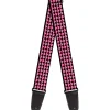 Guitar Strap - Mini Hearts Black Pink