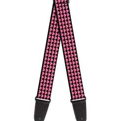 Guitar Strap - Mini Hearts Black Pink
