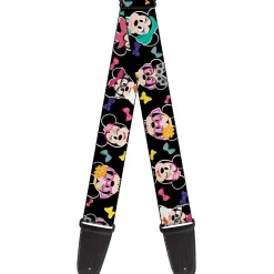 Guitar Strap - Mini Minnie Expressions Bows Black Multi Color