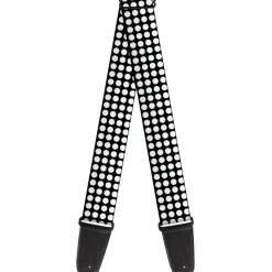 Guitar Strap - Mini Polka Dots Black White
