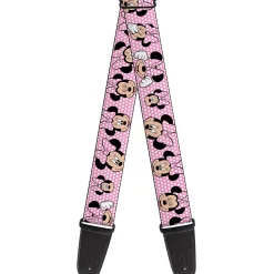 Guitar Strap - Minnie Mouse Expressions Polka Dot Pink White