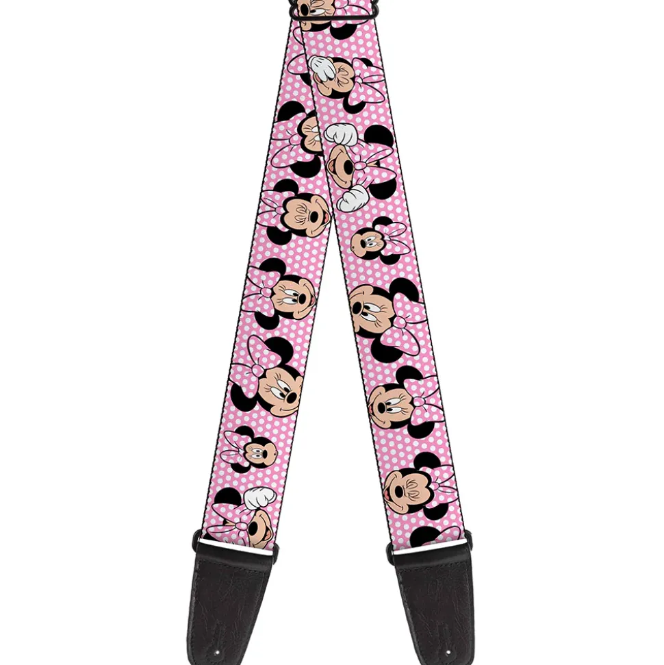 Guitar Strap - Minnie Mouse Expressions Polka Dot Pink White