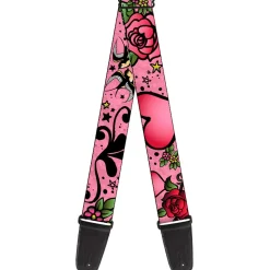 Guitar Strap - Mom & Dad CLOSE-UP Pink w Sparrows