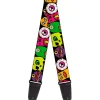 Guitar Strap - Monsters CLOSE-UP Black