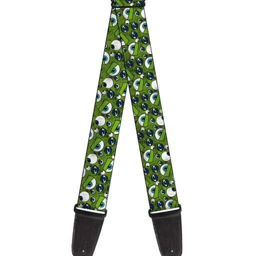 Guitar Strap - Monsters Inc Eye Collage Weathered Greens Blues