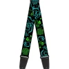 Guitar Strap - Monsters Inc Sully & Mike Poses GRRRRR! Black Turquoise Green
