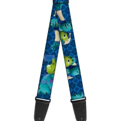 Guitar Strap - Monsters University Sulley & Mike Poses Checkers Blue