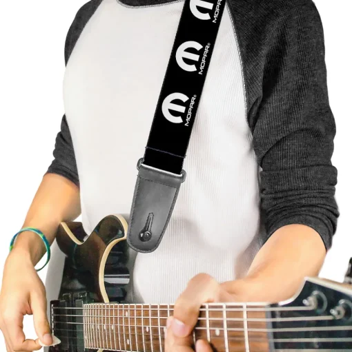Guitar Strap - MOPAR Logo Repeat Black White