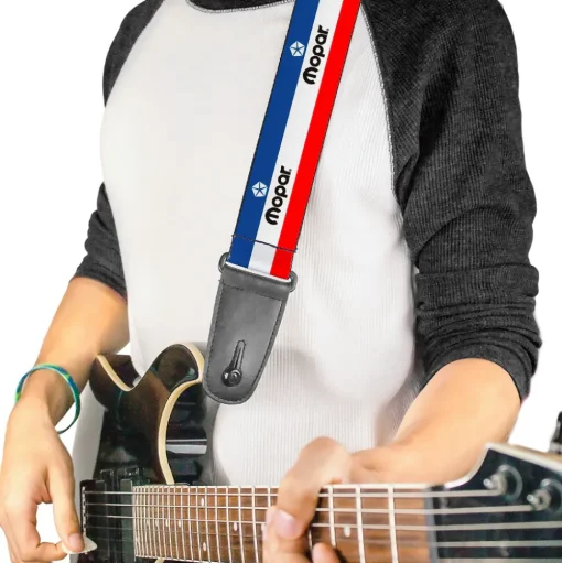 Guitar Strap - MOPAR Logo Stripe Blue White Red