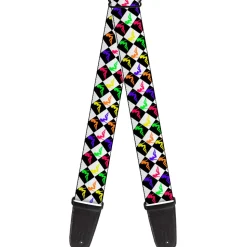 Guitar Strap - Mud Flap Girl Diamonds Black White Multi Neon