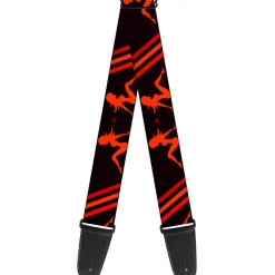 Guitar Strap - Mud Flap Girls w Stripes Black Red Orange