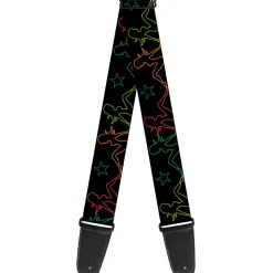 Guitar Strap - Mud Flap Girls w Star Outline Black Multi Color