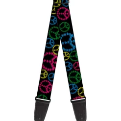 Guitar Strap - Multi Marijuana Peace Black/Multi Color