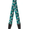 Guitar Strap - Multi Panda w Sunglasses Stripe Turquoise Black