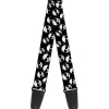 Guitar Strap - Multi Panda w Sunglasses Black White