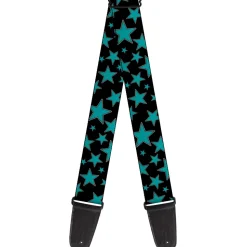 Guitar Strap - Multi Stars Black Turquoise