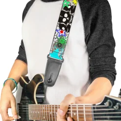 Guitar Strap - Music Skulls Multi Color