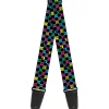Guitar Strap - Musical Checkers Black Neon