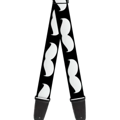 Guitar Strap - Mustache Black White