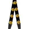 Guitar Strap - Mustache Happy Face Black Yellow Brown