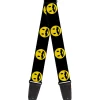 Guitar Strap - Mustache Happy Face2 Black Yellow Black