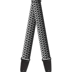 Guitar Strap - Mustache Monogram Black Grays