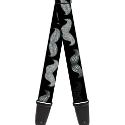 Guitar Strap - Mustache Sketch Black White