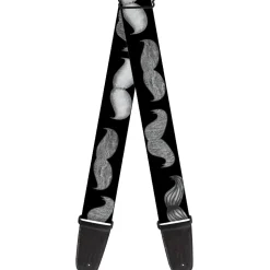 Guitar Strap - Mustaches Black Sketch
