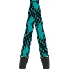 Guitar Strap - Mustaches Mini Single Repeat Black Turquoise