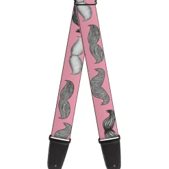 Guitar Strap - Mustaches Pink Sketch