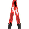 Guitar Strap - Mustaches Red Brown White Black