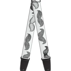 Guitar Strap - Mustaches White Sketch