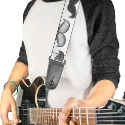 Guitar Strap - Mustaches White Sketch
