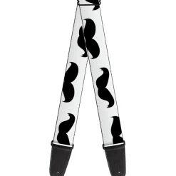 Guitar Strap - Mustaches White Black