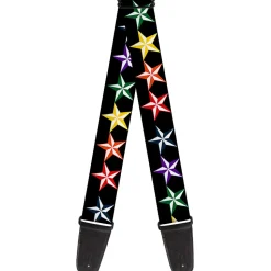 Guitar Strap - Nautical Star Black Multi Color
