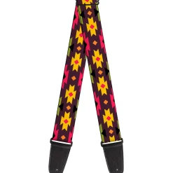 Guitar Strap - Navajo Orange Purple Yellow Pink Green Black