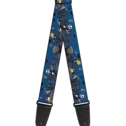 Guitar Strap - Nightmare Before Christmas Jack, Zombie Duck & Zero Cemetery Scene