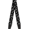 Guitar Strap - Nightmare Before Christmas Jack Outline Expressions Scattered Black White