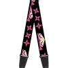 Guitar Strap - Ninja Star Black Pink