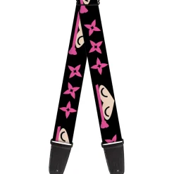 Guitar Strap - Ninja Star Black Pink