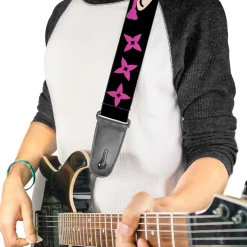 Guitar Strap - Ninja Star Black Pink