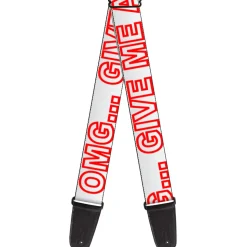 Guitar Strap - OMG GIVE ME A BREAK!!! White Red