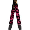 Guitar Strap - ONE OF US IS A BITCH Crown/Paws Black/Gray/Pink