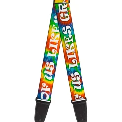 Guitar Strap - ONE OF US LIKES GRASS/Tie Dye Multi Color/White