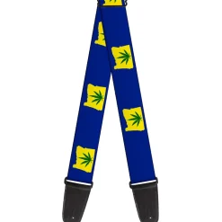 Guitar Strap - Oregon State Silhouette Marijuana Leaf Blue Yellow Green