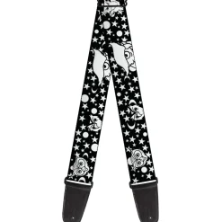 Guitar Strap - Owl Expressions Black White