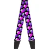Guitar Strap - Owl Eyes Black Purples Pinks