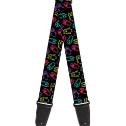 Guitar Strap - Owl Sketch Black Multi Color