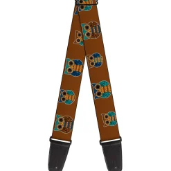 Guitar Strap - Owls Brown Pastel